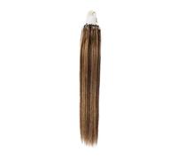 FUIBEJAE Micro Link Extensions de cheveux humains Fish Line Micro Bead Real Human Hair Extension Piano Color Straight Micro Loop Ring Extensions de cheveux pour femmes, 100G 100 brins,18inch