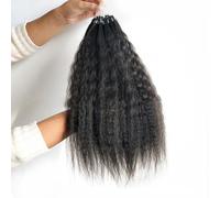 FUIBEJAE Micro Link Extensions de cheveux humains Kinky Straight Micro Loop Ring Extensions de cheveux Fish Line Micro Bead Real Human Hair Extension pour femmes, 100G 100 brins,26inch