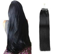 FUIBEJAE Micro Link Hair Pre-Bonded Human Hair Extensions Micro Loop Ring All Real Remy Straight Hair Micro Beads Extension de cheveux pour femmes, 50G 100 brins,18inch (45cm)