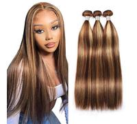 FUIBEJAE P4/27# Vagues du corps 3 paquets de cheveux humains bouclés brésiliens vierges Remy non traités, cheveux lisses en extensions rapides pour femmes noires,Straight,22 24 26inch