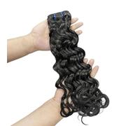 FUIBEJAE Paquets de cheveux humains bouclés italiens noirs naturels, extensions de cheveux brésiliens Remy non traités, tissage complet de cheveux humains longs et bouclés,22inch(55cm)