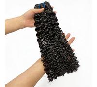 FUIBEJAE Perruque brésilienne en cheveux naturels noirs Boucles Extensions de cheveux humains brésiliens non traités Remy Cheveux humains Tissage long bouclé Tête complète,22inch(55cm)