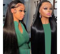 FUIBEJAE Perruques frontales en dentelle transparente HD 13x4 couleur naturelle, longues et lisses, perruques à dentelle complète pour femmes noires, sans colle, pré-épilées,24inch