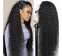 FUIBEJAE Perruques naturelles en dentelle frontale 13X4 HD à vague bouclée en cheveux humains, densité 150%, perruque brésilienne vierge ondulée et humide, vague ananas pour femmes noires,18inch