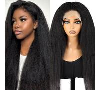 FUIBEJAE Perruques naturelles en dentelle frontale 13X4 HD, cheveux humains raides bouclés, densité 150%, cheveux brésiliens vierges, perruque ondulée humide ananas pour femmes noires,26inch