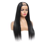 FUIBEJAE Perruques U-part en cheveux humains pour femmes noires, perruque brésilienne vierge lisse en vrais cheveux humains, perruques U-part sans couture ni colle, couleur naturelle,250%,20inch