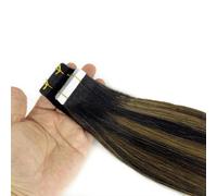FUIBEJAE Ruban adhésif dans les extensions de cheveux, 100G 40Pcs 18 pouces #1B P1B / 8 Real Human Remy Cheveux Raides, Ruban invisible dans les extensions avec des extrémités épaisses,16inch