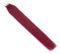 FUIBEJAE Ruban adhésif dans les extensions de cheveux, 100G 40Pcs rouge foncé vrai humain Remy cheveux raides, ruban invisible dans les extensions avec des extrémités pour les femmes,22inch