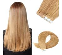 FUIBEJAE Ruban adhésif dans les extensions de cheveux humains 16 pouces Silky Straight Human Hair Extensions Ruban adhésif dans le ruban adhésif de cheveux humains Remy pour les femmes 20 pcs,#16