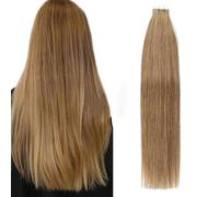 FUIBEJAE Ruban adhésif dans les extensions de cheveux humains 16 pouces Silky Straight Human Hair Extensions Ruban adhésif dans le ruban adhésif de cheveux humains Remy pour les femmes 20 pcs,#10
