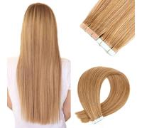 FUIBEJAE Ruban adhésif dans les extensions de cheveux humains 16 pouces Silky Straight Human Hair Extensions Ruban adhésif dans le ruban adhésif de cheveux humains Remy pour les femmes 20 pcs,#12