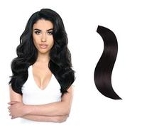 FUIBEJAE Ruban dans les extensions de cheveux Vrai Remy Cheveux Humains Soyeux Doux Cheveux Raides Invisible Colle Clip Dans Extension de Cheveux Pour Les Femmes,50G 20Pcs,Noir,28"