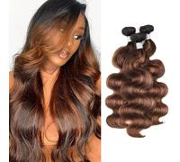 FUIBEJAE T1B-4/30# Vague de corps 3 paquets de cheveux humains vierges brésiliens Remy non traités Extensions de cheveux Tissage rapide pour femmes noires,26 28 30inch