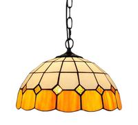 FUIBEJAE Tiffany Lustre Lampe méditerranéenne vitrail Suspension luminaire, Lampe Suspendue Vintage pour allée Balcon Couloir Chambre Cuisine Salle à Manger, Jaune, 12 "