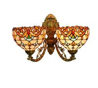 FUIBEJAE Tiffany Style Américain Créatif Baroque Double Applique, Vitrail Applique Murale Bar Restaurant Salon Chambre Couloir Décoratif,7.8inch(20cm)