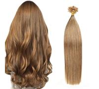 FUIBEJAE U-tip Extensions de cheveux humains 10# Flaxen Brown Keratin Nail Tip Extension de cheveux No Trace Silky Straight Brazilian Remy Hair pour les femmes, 50G100 brins,22inch