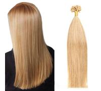 FUIBEJAE U-tip Extensions de cheveux humains #16 Jaune Brun Kératine Pointe De L'ongle Extension De Cheveux Sans Trace Soyeux Lisse Brésilien Remy Cheveux Pour Les Femmes, 50G100 Brins,24inch