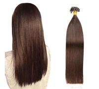 FUIBEJAE U-Tip Extensions de cheveux humains 16 pouces Kératine brune Pointe d'ongle Extension de cheveux No Trace Silky Straight Brazilian Remy Hair pour les femmes, 40G100 brins,#2 brown