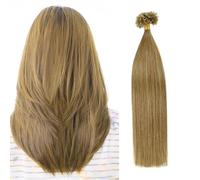 FUIBEJAE U-Tip Extensions de cheveux humains 16 pouces Kératine brune Pointe d'ongle Extension de cheveux No Trace Silky Straight Brazilian Remy Hair pour les femmes, 40G100 brins,#8 brown