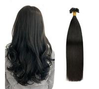 FUIBEJAE U-tip Extensions de cheveux humains #1B Kératine noire naturelle Pointe d'ongle Extension de cheveux No Trace Silky Straight Brazilian Remy Hair pour les femmes, 50G100 brins,22inch