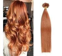 FUIBEJAE U-tip Extensions de cheveux humains 30# Medium Auburn Keratin Nail Tip Extension de cheveux No Trace Silky Straight Brazilian Remy Hair pour les femmes, 50G100 brins,24inch