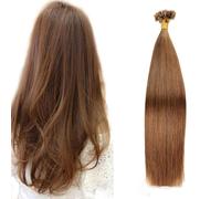 FUIBEJAE U-tip Extensions de cheveux humains #6 Curry Brown Keratin Nail Tip Extension de cheveux No Trace Silky Straight Brazilian Remy Hair pour les femmes, 50G100 Strands,18inch