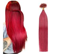 FUIBEJAE U-Tip Extensions de cheveux humains Bourgogne Kératine Nail Tip Extension de cheveux No Trace Silky Straight Brazilian Remy Hair pour les femmes, 50G100 brins,22inch