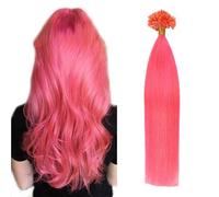 FUIBEJAE U-Tip Extensions de cheveux humains Kératine rose Nail Tip Extension de cheveux No Trace Silky Straight Brazilian Remy Hair pour les femmes, 50G100 brins,16inch