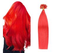 FUIBEJAE U-Tip Extensions de cheveux humains Kératine rouge Pointe d'ongle Extension de cheveux No Trace Silky Straight Brazilian Remy Hair pour les femmes, 50G100 brins,20inch