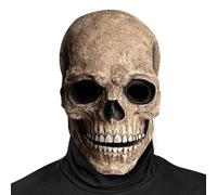Fuikupe Masque d'Halloween tête de mort avec mâchoire mobile, squelette effrayant pour Halloween, cosplay, masque d'horreur en latex (type 3)