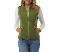 fuinloth Gilet sans Manche Femme Polaire Léger à poches Vert Armée S