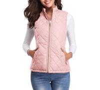 fuinloth Manteaux Sans Manches Femme, Léger Automne Doudoune Zippé Veste Hiver Gilet Rose XL