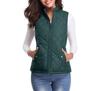 fuinloth Manteaux Sans Manches Femme, Léger Automne Doudoune Zippé Veste Hiver Gilet Vert ForêT XS
