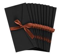 FUIPVGI 10 Pièces Rétro Papier Kraft Enveloppe avec Ruban Enveloppe Cadeau Enveloppes en Papier Les Cartes Cadeaux Pour Invitations À La Main Lettres De Mariage Anniversaire (Noir)