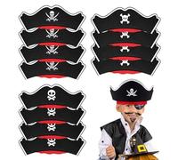 FUIPVGI 12 Pièces Chapeau Pirate Enfants, Bandeau Pirate Accessoires Pirate Anniversaire Pirate Chapeau de Déguisement Pirate, Chapeau de Pirate Feutre pour Cosplay, Fêtes, Halloween (Black)