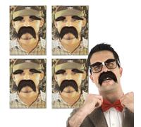 FUIPVGI 12 Pièces Fausse Barbe Moustaches Autocollantes, Barbe d'halloween, Drôle Fausse Moustache, Barbe de Père Noël, Enfant Adulte Fausse Barbe, pour Cosplay (Brun Noir)