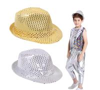 FUIPVGI 2 Chapeaux Disco à Paillettes pour Soirée - Casquettes Jazz Brillantes - Chapeaux Disco pour Danseurs et Rappeurs (Taille Unique, 2 Pièces)