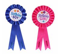 FUIPVGI 2 Pièces Anniversaire Fille Badge Badge d'anniversaire pour Garçon Birthday Boy Birthday Girl Badge Badge de Birthday Girl Ensemble de Décorations D'anniversaire (Rouge, Bleu)