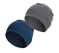 FUIPVGI 2 Pièces Basic Beanie Unisexe, Chapeaux d'hiver Chauds, Bonnet Homme Skull Cap, Léger et Doux, Doublure de Casque Bonnet, pour Calotte de Vélo Courir Ski Moto Sport (Bleu, Gris, Taille unique)