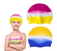 FUIPVGI 2 Pièces Bonnets de Natation pour Enfants,Bonnet de Natation Imperméable, Bonnet de Natation Elastique en Silicone pour Filles Bonnets de Piscine Amusants (2 Pièces)