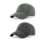 FUIPVGI 2 Pièces Casquette de Baseball Coton Lavé Réglable Anti-Soleil Casquette Baseball Capété Homme Femme, Sunhat Chapeau pour Tennis Baseball Golf Cyclisme Loisirs (Noir, Vert Militaire)