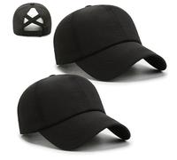 FUIPVGI 2 Pièces Casquette de Baseball Femme, Queue de Cheval été Réglable Casquette Femme Ete, Casquette Running Chapeau Soleil Cross Hat pour Running Baseball Golf Cyclisme Unisexe (Noir)