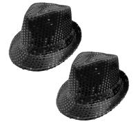 FUIPVGI 2 Pièces Chapeau à Paillettes, Chapeau de Danse Jazz Clown, élégant, Accessoires de Costume à Paillettes Disco, JGA Fête à Thème (Noir)
