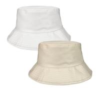 FUIPVGI 2 Pièces Chapeau Bob Femme Homme de Soleil Bob Chapeau de Pêcheur Chapeau de Soleil Anti-UV Bucket Hat Pliable Chapeaux de Visière Chapeau de Plage pour Visières Outdoor 55-58cm(Blanc, Beige)