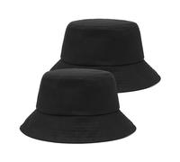 FUIPVGI 2 Pièces Chapeau de Soleil Noir,Casquettes Pare-Soleil de Pêcheur d'Été Unisexe, Chapeaux de Soleil Seau Réversibles Pliables,pour Femmes Hommes Shopping Golf Randonnée Vacances Plein(Noir)