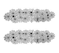 FUIPVGI 2 Pièces Chemin de Table d'halloween,45 x 183 cm Nappe en Toile d'araignée,Nappe d'halloween,Décorations de Fête d'halloween pour Décoration de Fête d'halloween Effrayante Fournitures(Noir)