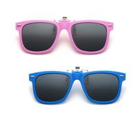 FUIPVGI 2 Pièces Clip Lunettes de Soleil Enfant Clip Lunettes de Soleil Polarisées Clip Lunettes Polarisant Pour Garçons et Filles Surlunettes de Soleil Polarisées Flip Up Clip Solaire (Rose, Bleu)