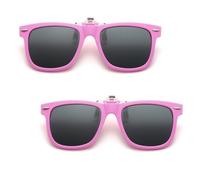 FUIPVGI 2 Pièces Clip Lunettes de Soleil Enfant Clip Lunettes de Soleil Polarisées Clip Lunettes Polarisant Pour Garçons et Filles Surlunettes de Soleil Polarisées Flip Up Clip Solaire(Rose)
