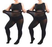 FUIPVGI 2 Pièces Collants Semi-Opaques 70D Couleur Unie pour Femmes Collant Thermique Épais, Legging Grande Taille Ladies, Collants de Soutien, Collant Femme Ventre Plat Confort (Noir)