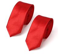 FUIPVGI 2 Pièces Cravate Homme Hommes Cravates 8cm Solide Couleur Slim Cravates pour Hommes Cravate Rouge Cravate Unie pour Mariage Cravate D'Affaires Formelle, Cadeau de Fête des Pères (Rouge)